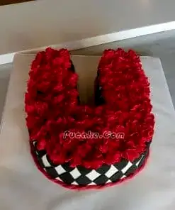 Kırmızı Çiçekli Harf Pasta
